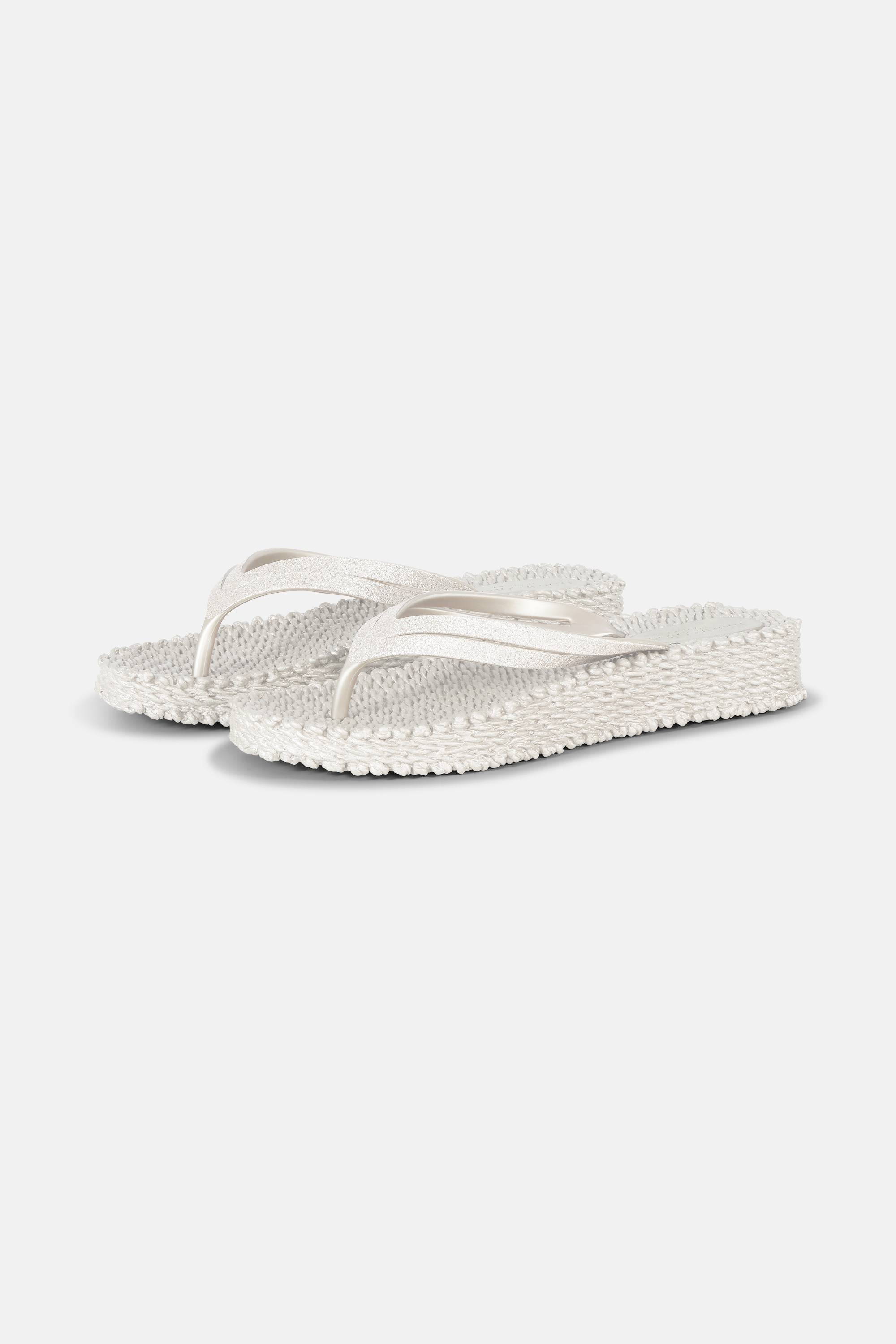 Platform Flip-flops Glitter - Creme
